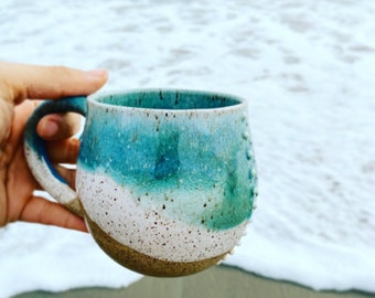 Tazza in gres realizzata a mano e realizzata a mano, serie Beach - REALIZZATA SU ORDINAZIONE