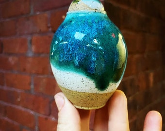 Urna in ceramica fatta a mano per le ceneri - Mini urna ricordo "Beach" - REALIZZATA SU ORDINAZIONE