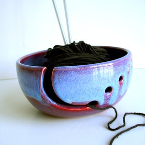 Purple Blue Ceramic Wheel Thrown Yarn Bowl - MADE TO ORDER