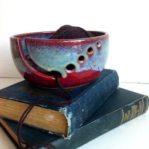 Burgundy Rustic Modern Ceramic Wheel Thrown Yarn Bowl - MADE TO ORDER