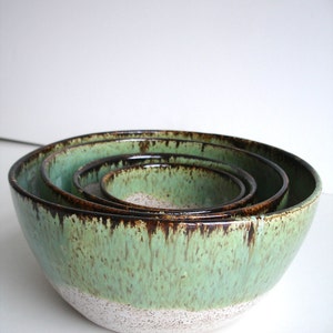 Handmade Wheel Thrown Stoneware Nested Bowls Set Made To Order image 2