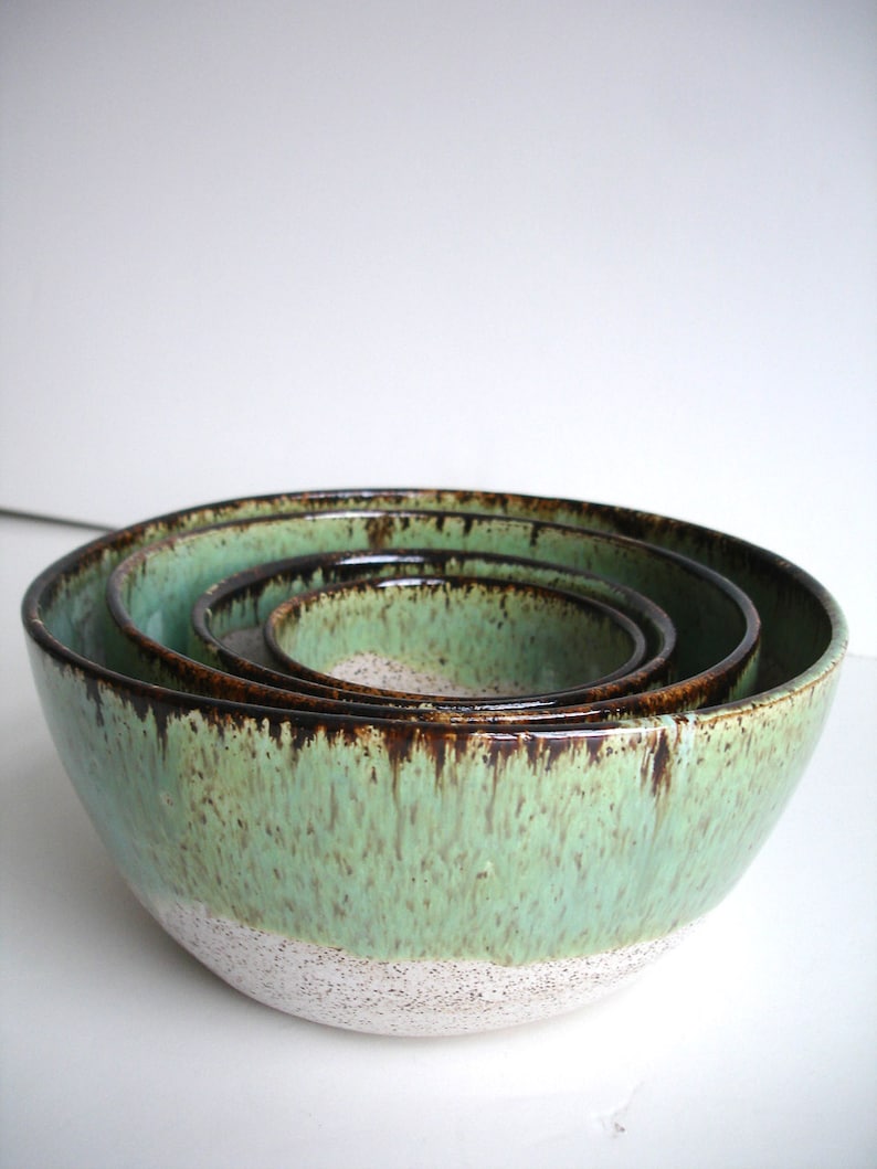 Handmade Wheel Thrown Stoneware Nested Bowls Set Made To Order image 2