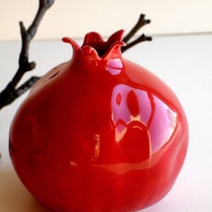 Porcelain Red Pomegranate Vase Original Made To Order image 2