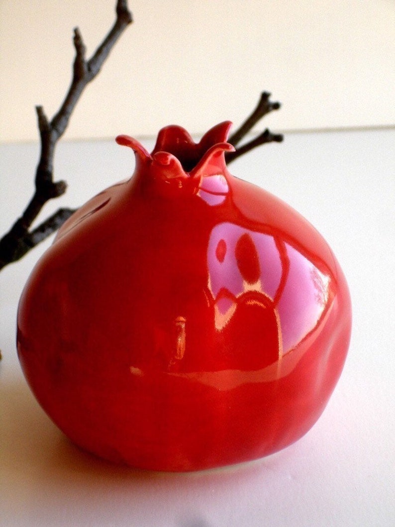 Porcelain Red Pomegranate Vase Original Made To Order image 2