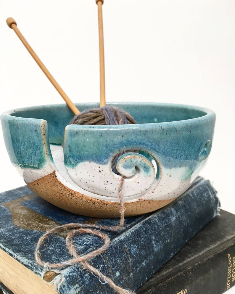 Beach Designed Wheel Thrown Yarn Bowl Mediterranean Breeze MADE TO ORDER image 2