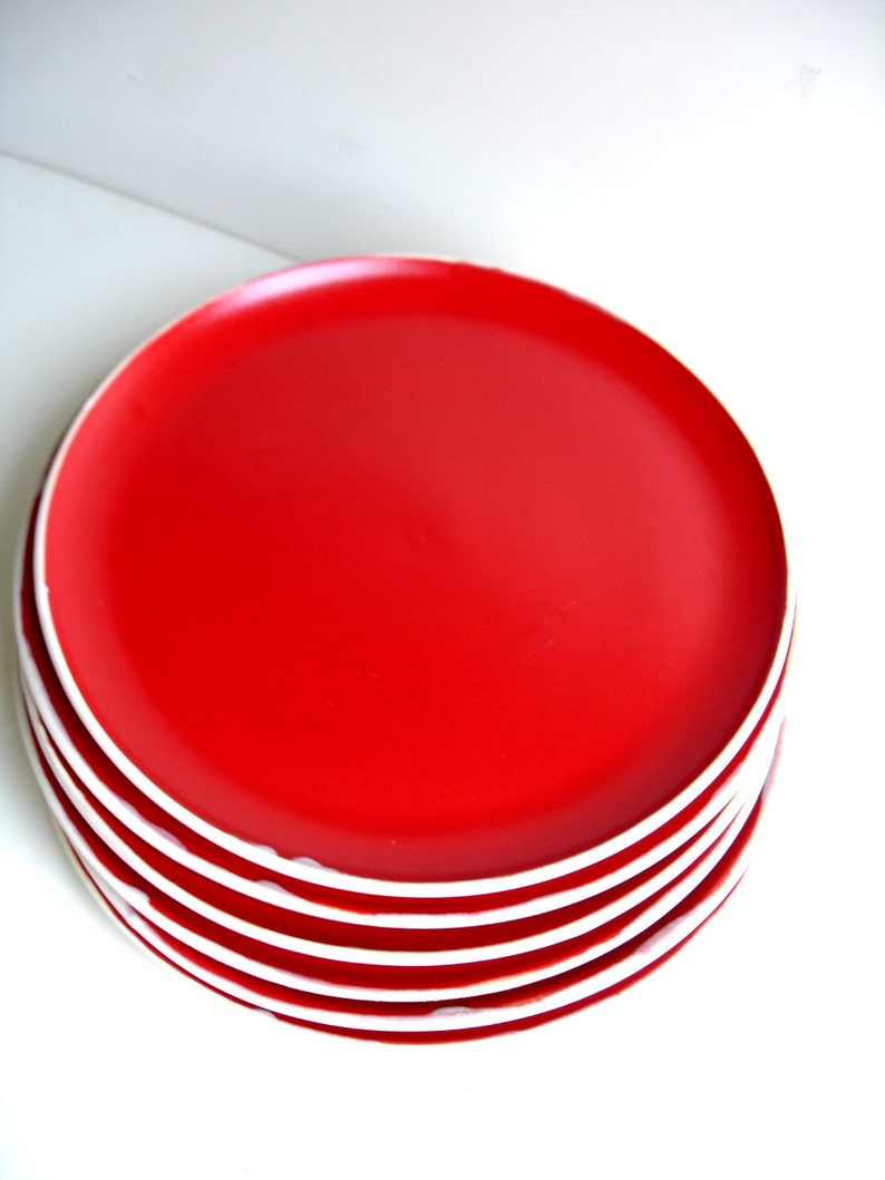 Handmade Stoneware Red Dinnerware 6 Pieces Set MADE TO Etsy