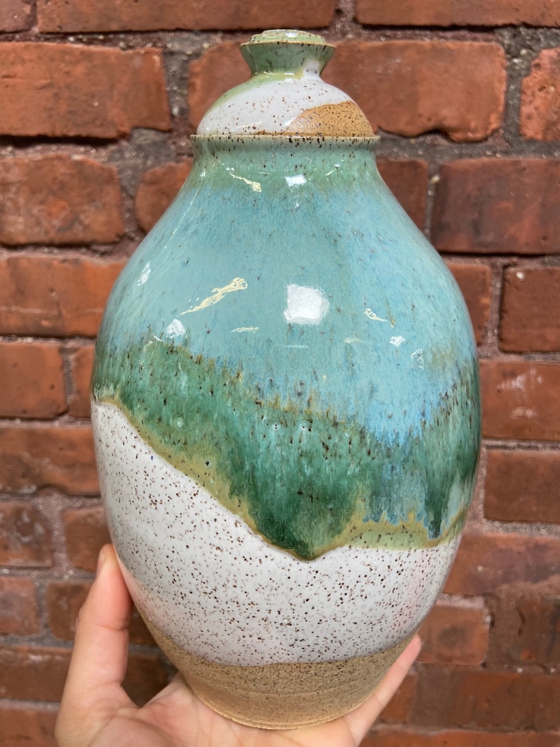 Handmade Ceramic Urn for Ashes Beach ll Cremation Urn MADE TO ORDER image 1