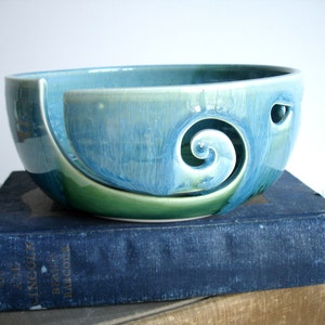 Forest Green Wheel Thrown Yarn Bowl MADE TO ORDER image 3