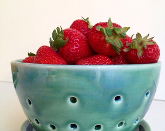 Forest Green Fruit/ Berry Bowl - Colander - Medium Size - MADE TO ORDER