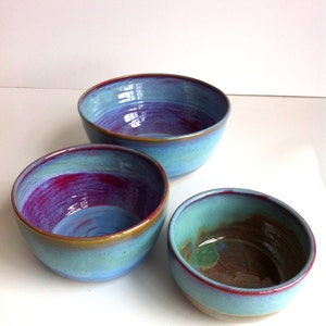 Rustic Blue Large Stoneware Nesting Bowls Mixing Bowls MADE TO ORDER image 5