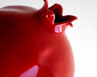 Porcelain Red Pomegranate Vase - Original - Made To Order