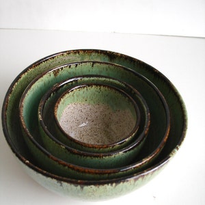 Handmade Wheel Thrown Stoneware Nested Bowls Set Made To Order image 3