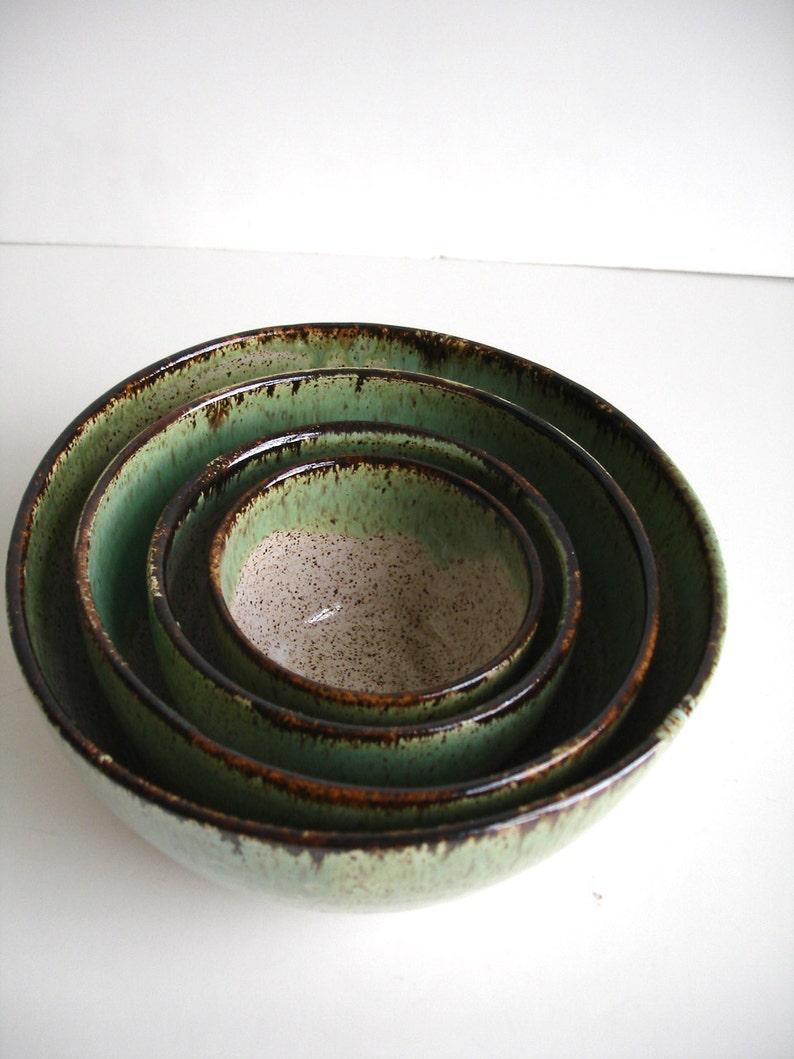 Handmade Wheel Thrown Stoneware Nested Bowls Set Made To Order image 3