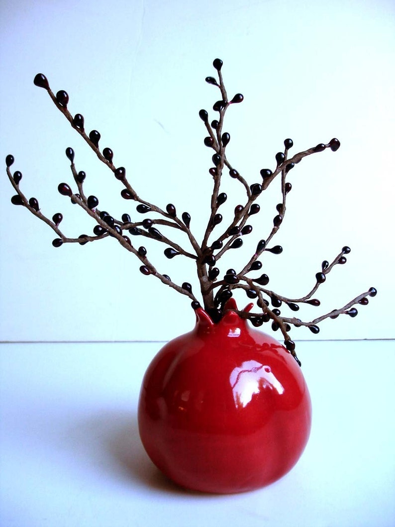 Porcelain Red Pomegranate Vase Original Made To Order image 3