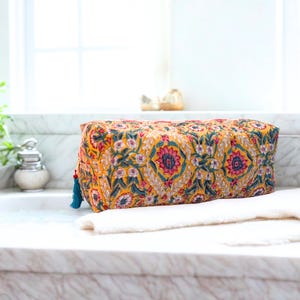 Cute Dyson Airwrap Bag, Travel Hair Dryer Storage Bag, Portable Hair Accessories Travel Case, Quilted Block Print Cotton Hair Tool Organize image 2