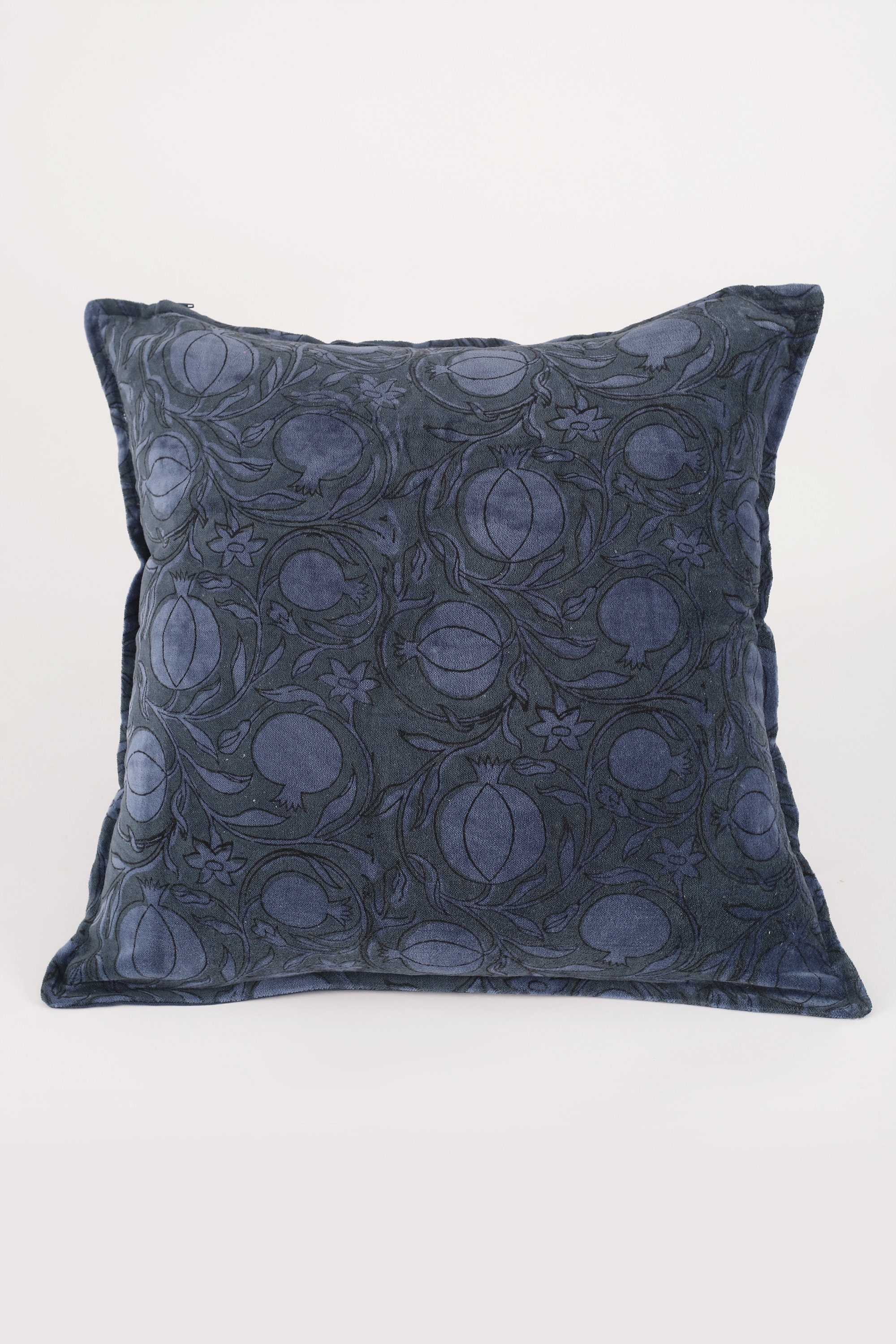 Blue Velvet Pillow Cover - Soft Living Room Accent Pillow Covers - Bohemian Pomegranate Pillow Shams - Cotton Throw Pillow Cover-Formal Sham