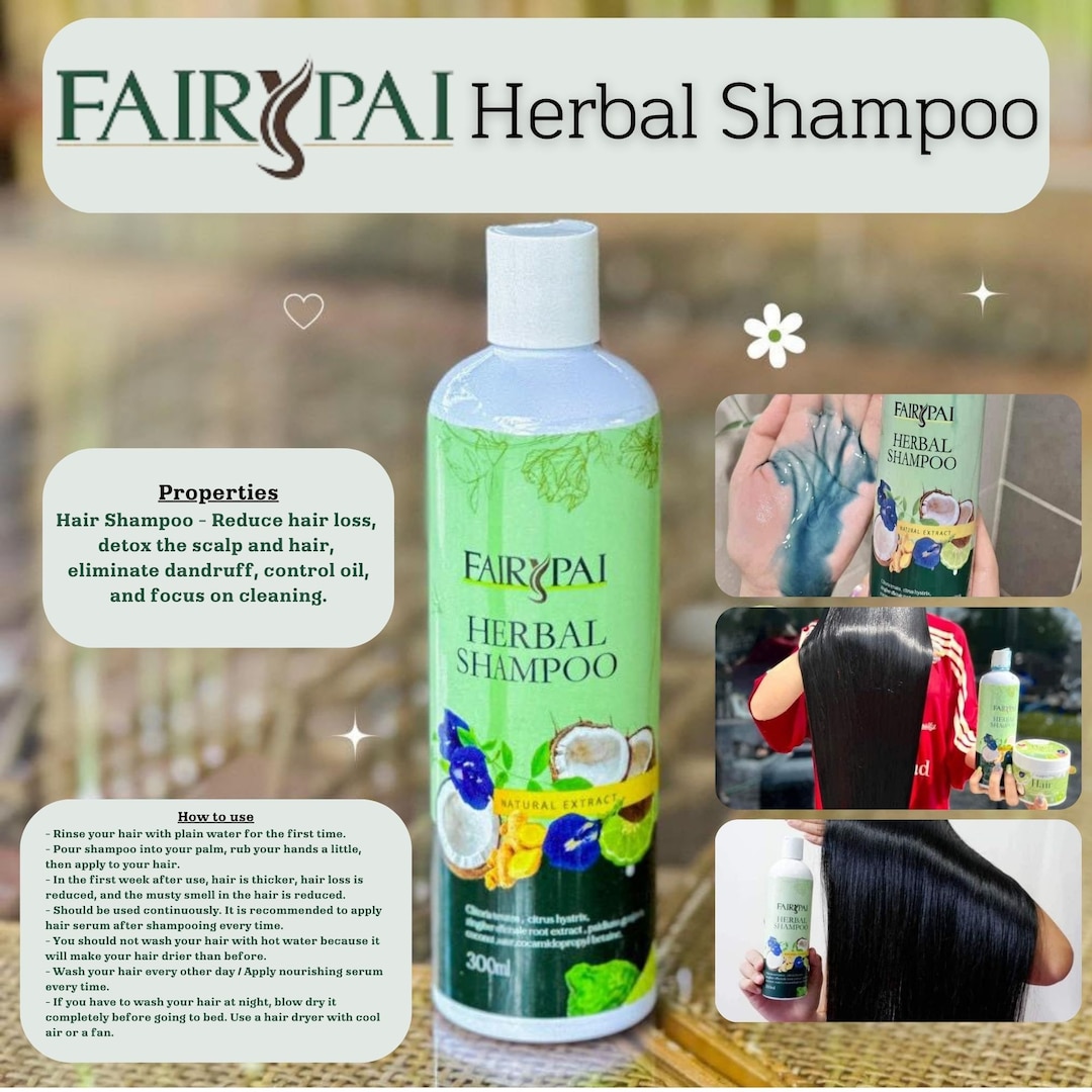 Fairypai Herbal Shampoo, Fast Grow Hair Shampoo, Detoxifies the
