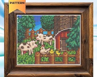 Stardew Valley Cross Stitch Pattern Cows Farm Life Embroidery Video Games PDF Digital Download