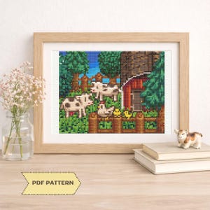 Stardew Valley Cross Stitch Pattern Cows Farm Life Embroidery Video Games PDF Digital Download
