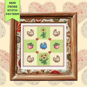 Stardew Valley Cross Stitch Pattern Geomertic Summer Chicken Sampler Videogames, pdf, digitale download afbeelding 4