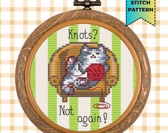 Funny Sarcastic Cat Cross Stitch Pattern Quirky Embroidery PDF Digital Download