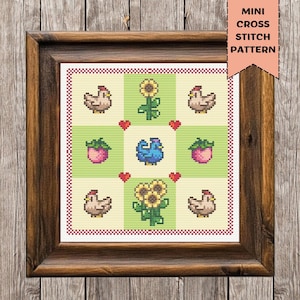 Stardew Valley Summer Sampler Cross Stitch Pattern Chicken Video Games Cross Stitch Cottagecore Funny Modern Embroidery PDF Instant Download
