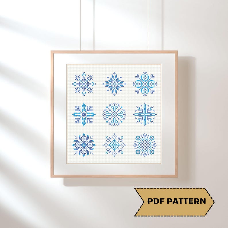 Snowflakes Cross Stitch Pattern Holiday Christmas Ornaments Set of 9 ...