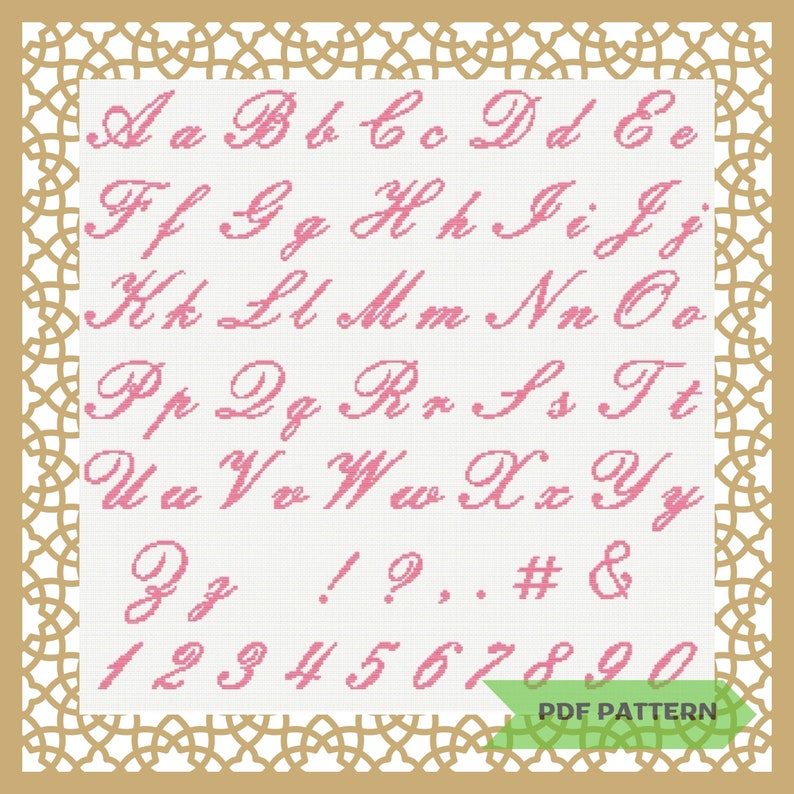 Cursive Crochet Patterns Cursive Alphabet Cross Stitch Pattern Modern Calligraphy Font Cursive ...