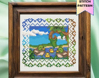 Stardew Valley Kruissteekpatroon Zwemmende Eenden Grappig Borduurwerk Videogames Digitale PDF-download