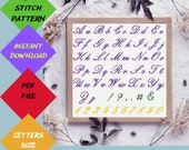 Cursive Alphabet Cross Stitch Pattern Modern Calligraphy Font Cursive Letters Embroidery PDF Digital Download