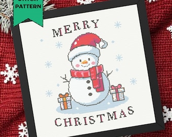 Festive Snowman Cross Stitch Pattern | Christmas Embroidery Design | Winter Holiday Decor | PDF Digital Download