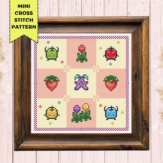 Stardew Valley Cross Stitch Pattern Geomertic Summer Junimo Sampler Video Games PDF Digital Download