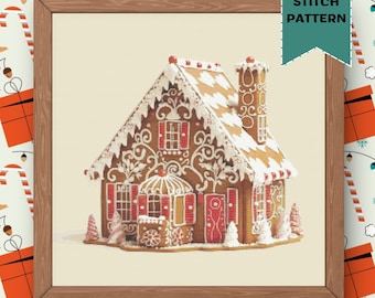 Christmas Gingerbread House Cross Stitch Pattern Holiday Baking Winter Decor Embroidery Designs PDF Digital