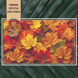 Autumn Leaves Cross Stitch Pattern Fall Vibes Embroidery Designs Autumn Decor PDF Digital Download