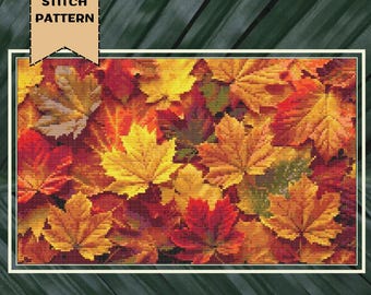Autumn Leaves Cross Stitch Pattern Fall Vibes Embroidery Designs Autumn Decor PDF Digital Download