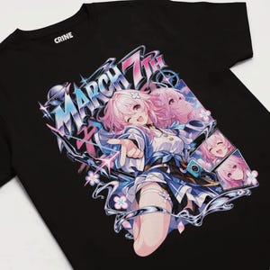 March 7th T-Shirt Honkai Star Rail Cute Anime Tee Y2K Chrome Cyberpunk Streetwear