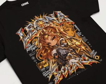 Leona T-Shirt, Cute Chibi League of Legends, The Radiant Dawn Graphic Tee, Heavy Metal Streetwear