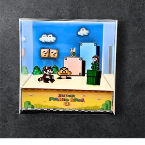 Super Mario 3, Video game decor, gamer gift, retro diorama, geek art, 3D scene, gamer decor, collectible art, handmade gift, mini diorama