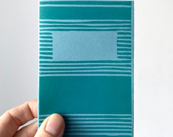 Gray Blue Hand Printed and Hand Bound Softcover Journals