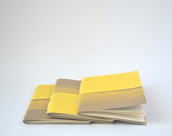 Yellow and Gold Painted Soft Cover Notebook, Summer Hand Bound Journal, Quick Notes Journal