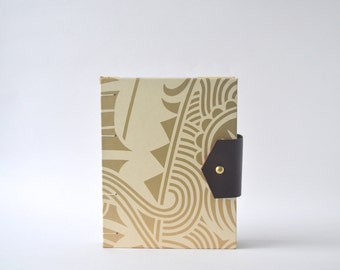 Ivory & Gold Hand Bound Coptic Journal, Handmade Journal with Reclaimed Leather and Brass Button