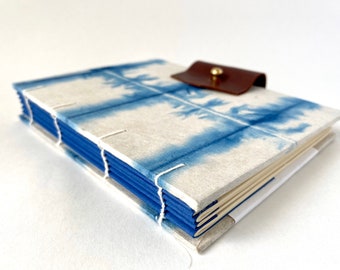 Hand Dyed Indigo Shibori Sketchbook, Blue & White Hand bound Journal, Hardcover Blank Book