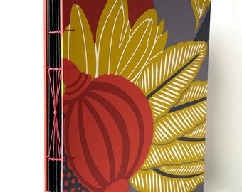 Botanical Print Handbound Journal, Colorful Large Hard Cover Sketchbook