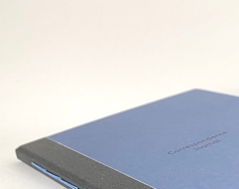 Deep Blue Correspondence Journal, Handbound Snail Mail Log Book, Letter Writing Pen Pal Diary