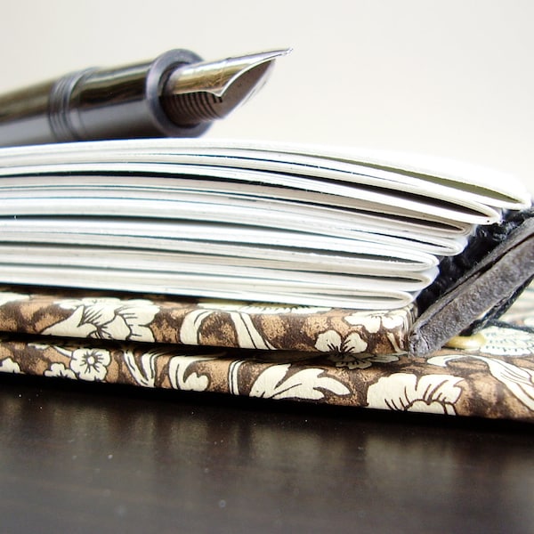 SALE ITEM - Hand Bound Florentine Sketchbook, Covered Secret Belgian Bound Notebook, Journal: Brown with Black