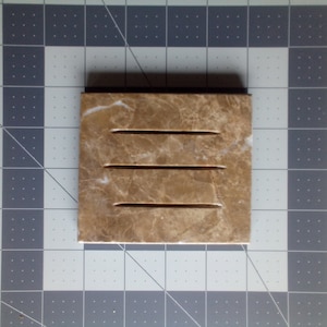 Stone Soap Dish-3.5&quot;x4&quot;-Marble-Lt. Brown w/wht veins-Polished