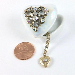 Secret Garden Friendship Locket Necklace & Porcelain Box with Swarovski Crystal Filigree Heart