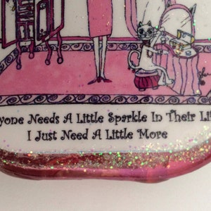 SPARKLE Compact mirror, cat, Lulu, whimsical funny sayings, girlfriend gifts, bridesmaid gifts, humorous illustration by Sher image 2