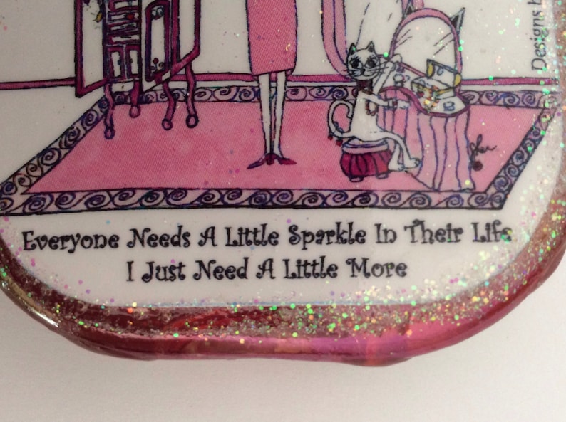 SPARKLE Compact mirror, cat, Lulu, whimsical funny sayings, girlfriend gifts, bridesmaid gifts, humorous illustration by Sher image 2