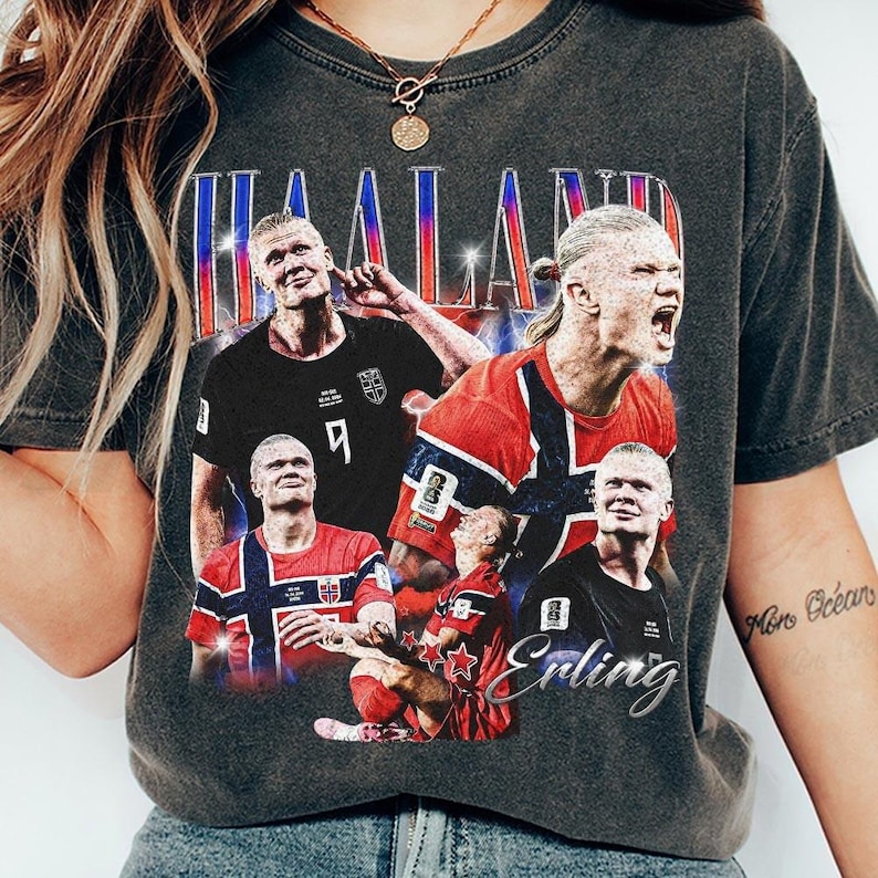 Erling Haaland Soccer World Vintage Comfort Colors Shirt image 5